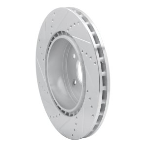 Jaguar XJR Brake Rotor (1) - Rear Right - R1 Concepts - Drilled & Slotted - Silver - `00-`06